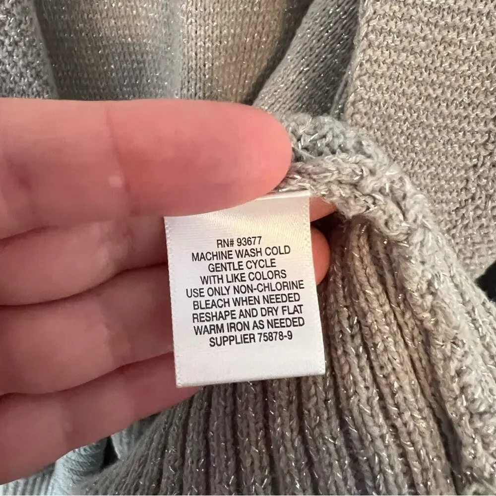 NWT Liz Claiborne Metallic Silver & Gray Open Front Cardigan Women's Size XXL - Picture 4 of 7